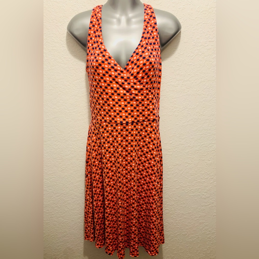 Boden Willa Apple Print Jersey Dress
Red Blue Womens 8 
Sleeveless Knee
Length